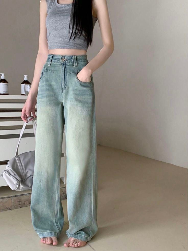 Vintage Washed Staright Leg Jeans (Pre-Order)