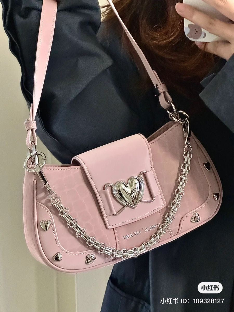 Y2K Metal Heart Pink Bag (Pre-Order)