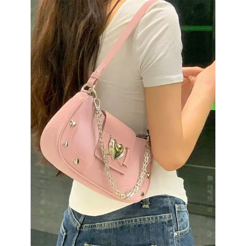 Y2K Metal Heart Pink Bag (Pre-Order)