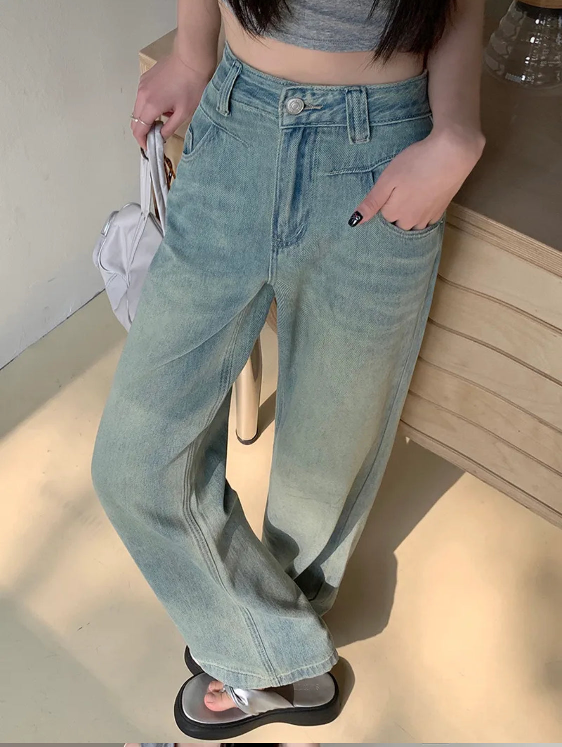 Vintage Washed Staright Leg Jeans (Pre-Order)