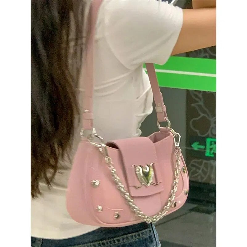 Y2K Metal Heart Pink Bag (Pre-Order)