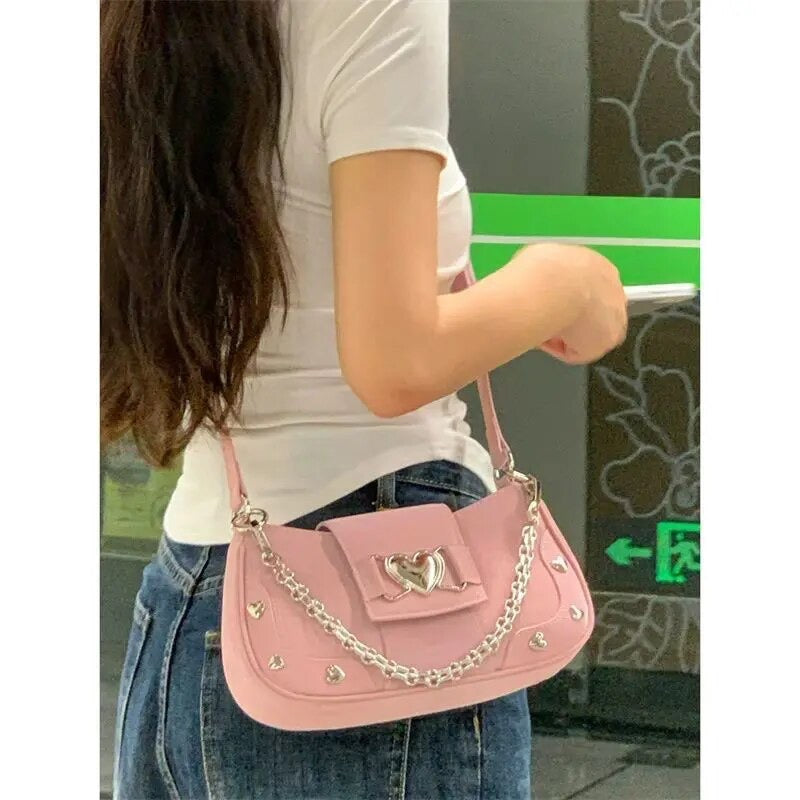 Y2K Metal Heart Pink Bag (Pre-Order)