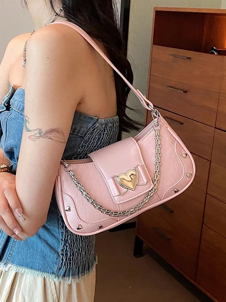 Y2K Metal Heart Pink Bag (Pre-Order)