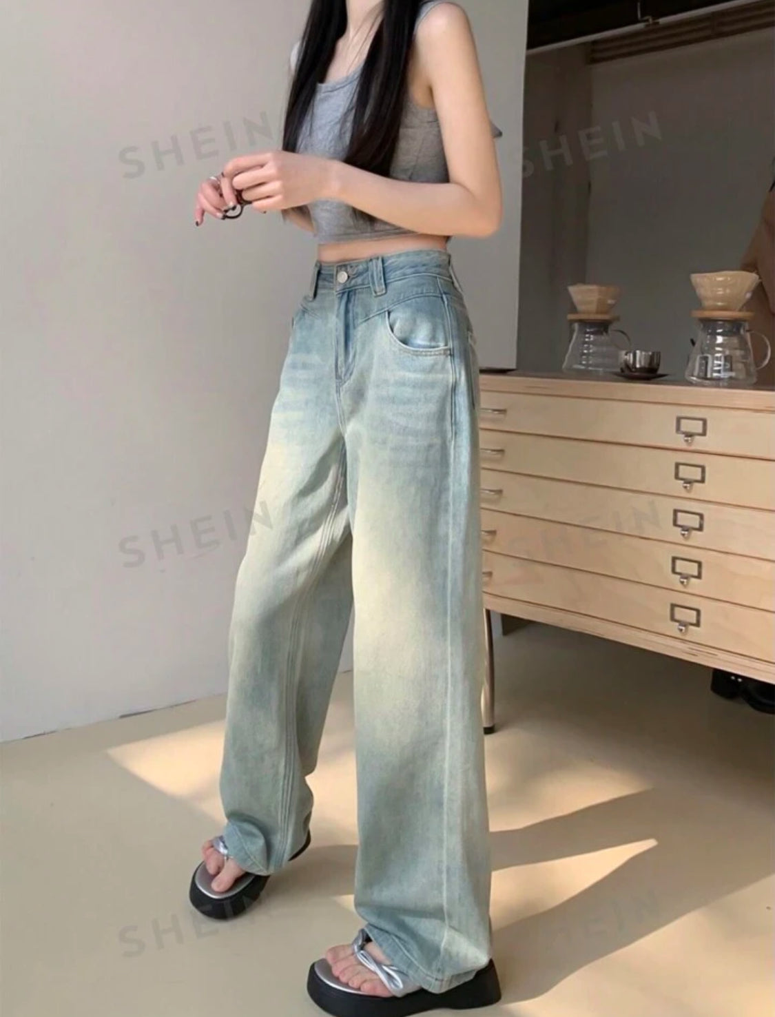 Vintage Washed Staright Leg Jeans (Pre-Order)